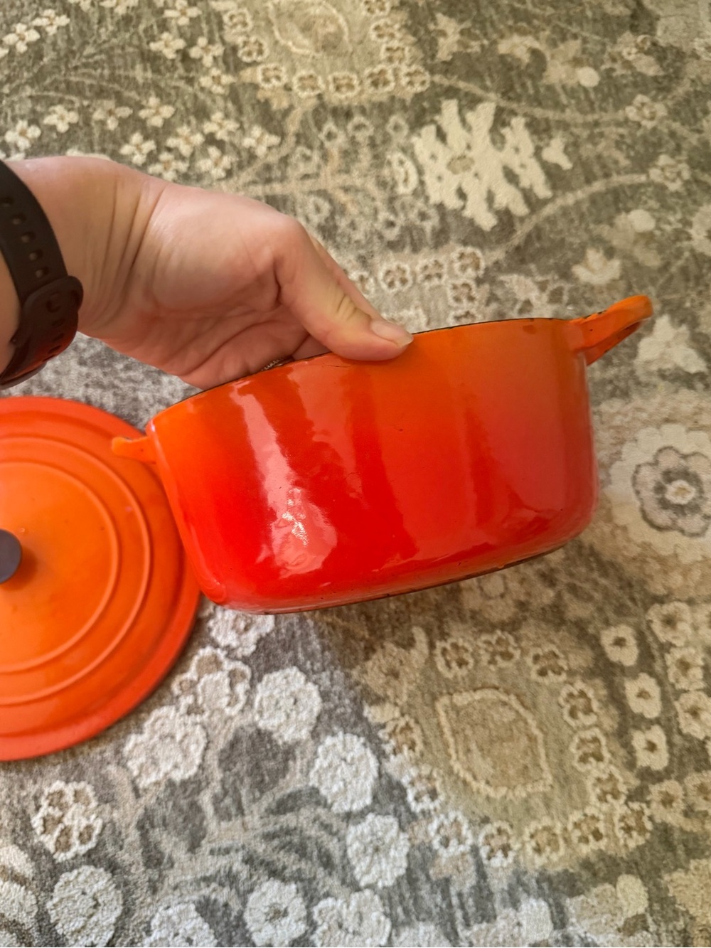 Le Creuset Bright Orange Round Casserole with Lid